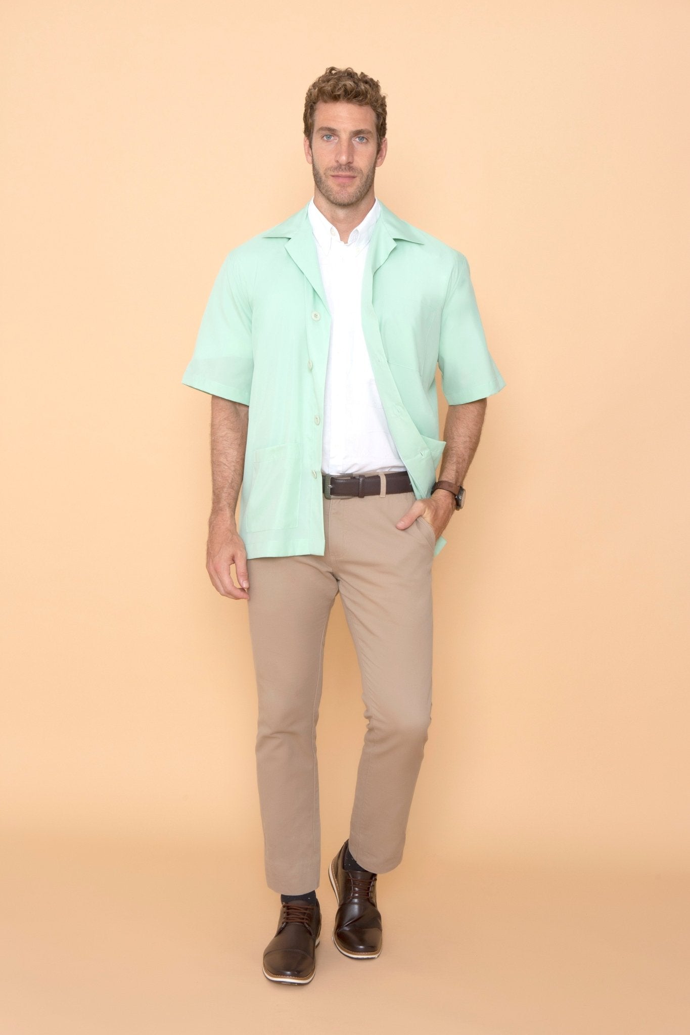 Jaleco Masculino Vintage Manga Curta Microfibra - KOTA Fashion